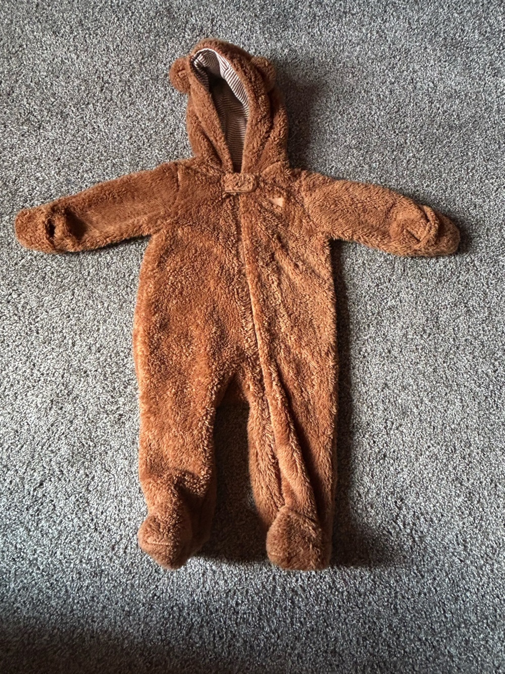 Carter's Brown Plush Bear Hooded One-Piece Footie